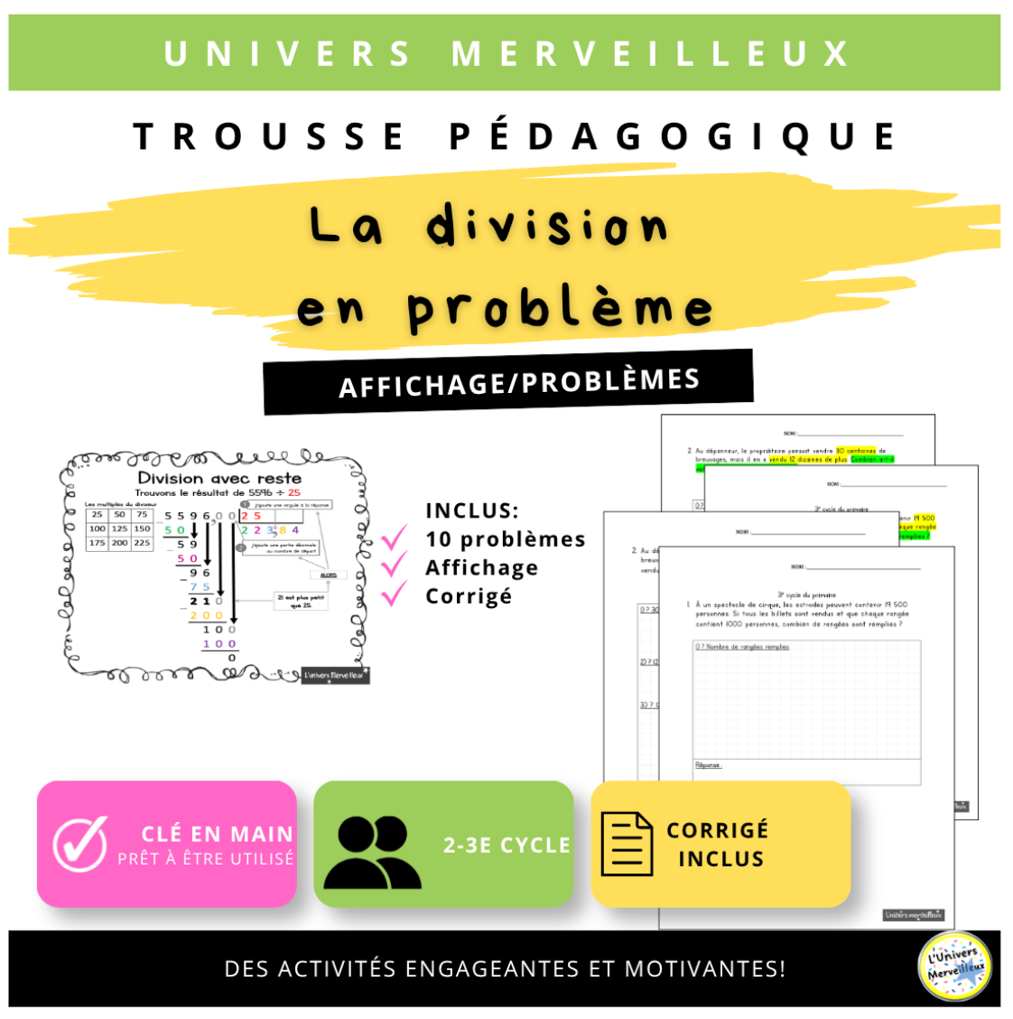 2e et 3e cycle du primaire-Trousse pédagogique «La division en problème»