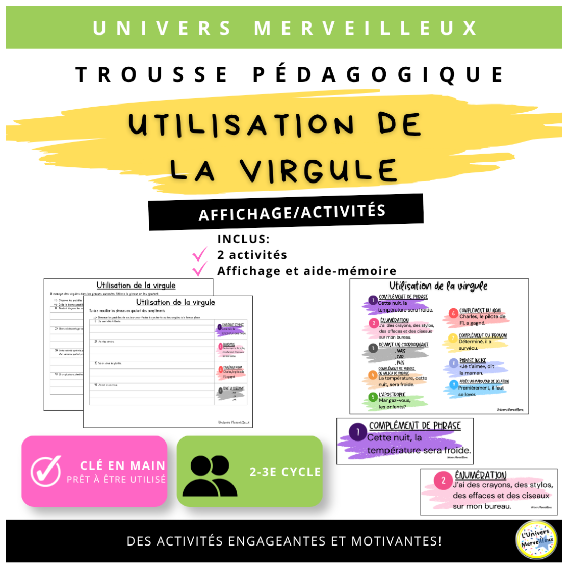 2e et 3e cycle du primaire-Trousse pédagogique «Utilisation de la virgule»