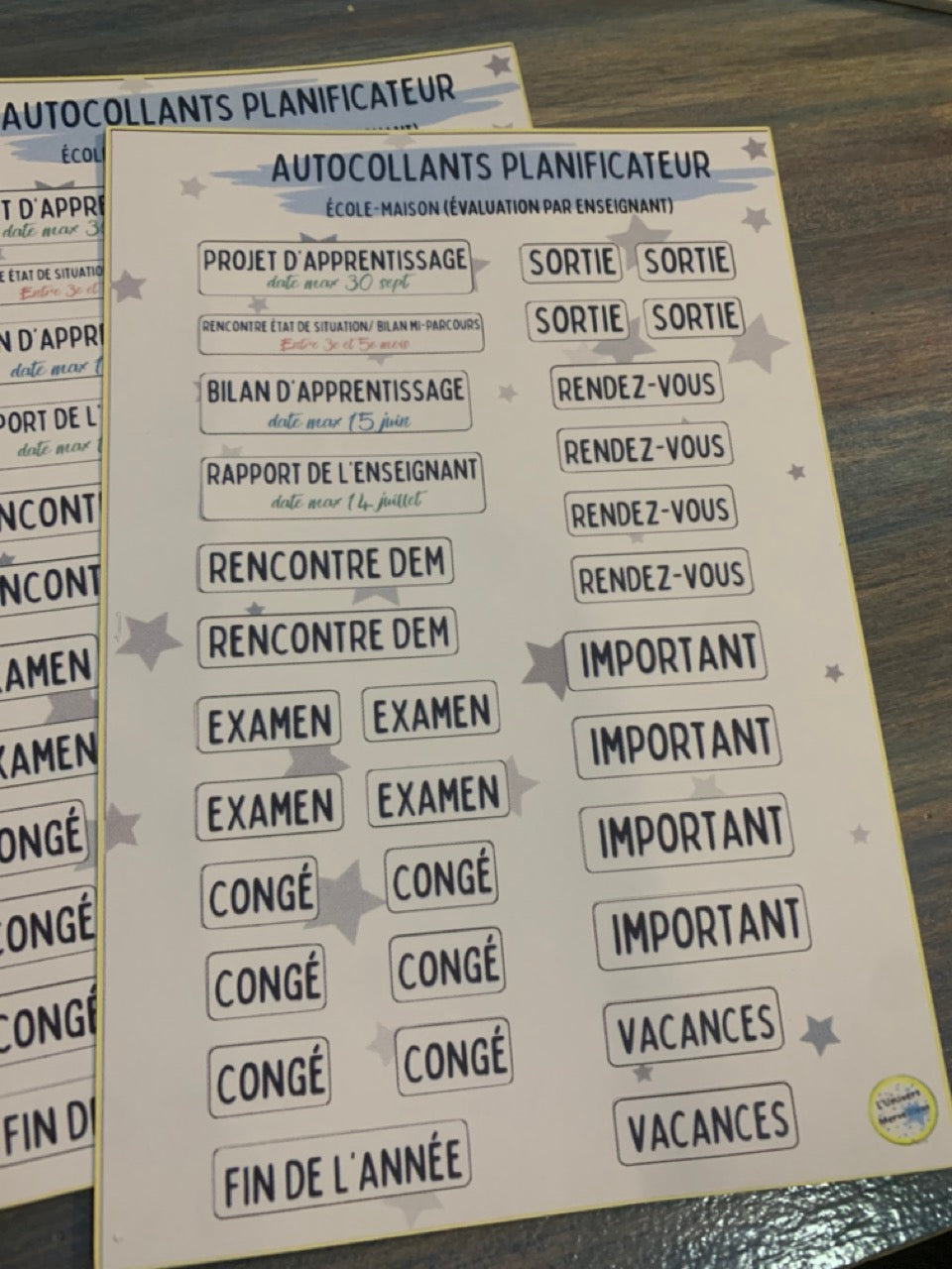 Autocollants à planificateur École-Maison-Évaluation par un ENSEIGNANT