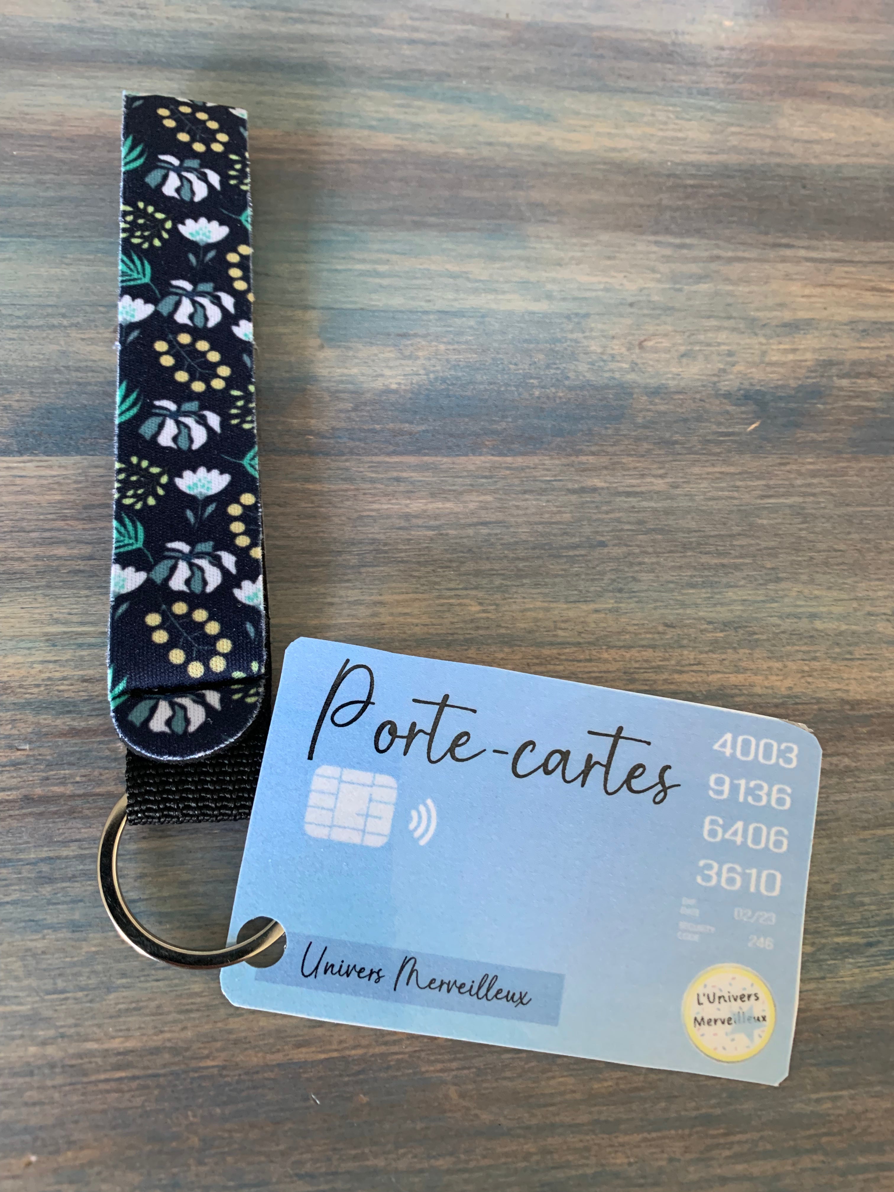 Porte-cartes de crédit/débit/hopital-Motif fleurs turquoises