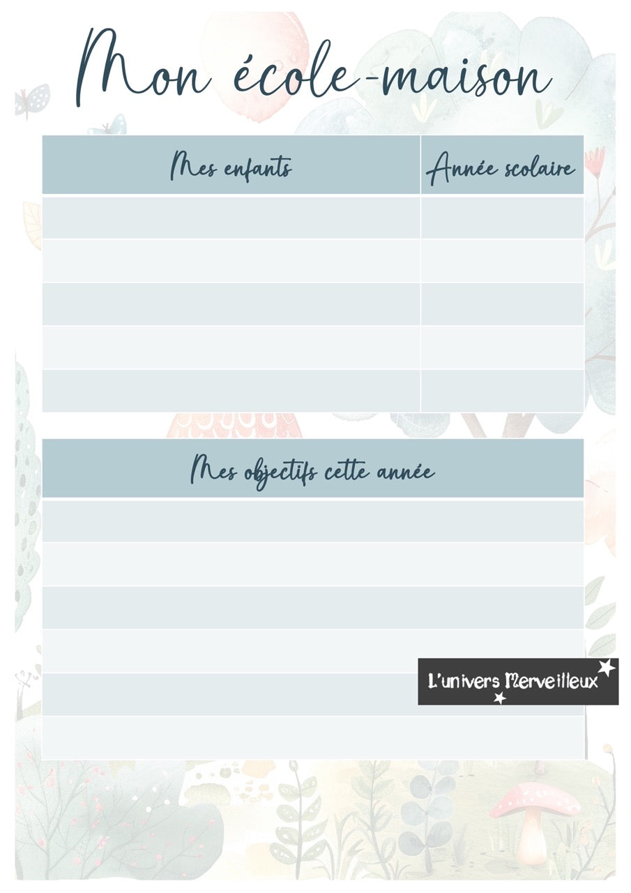 Planificateur en version PDF à imprimer à la maison